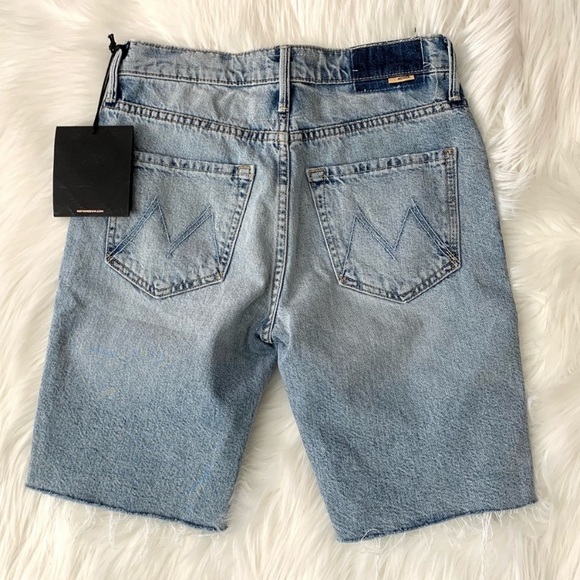 MOTHER Trickster Fray Bermuda Denim Shorts in WIN SOME LOSE SOME SIZE 24 NWT - Picture 11 of 15